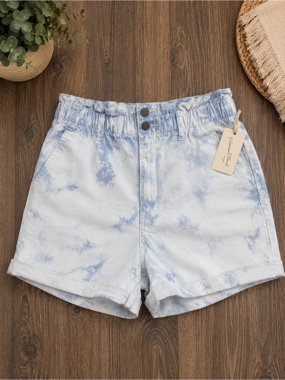 Universal Thread Light Blue Tie-Dye High Waist Shorts